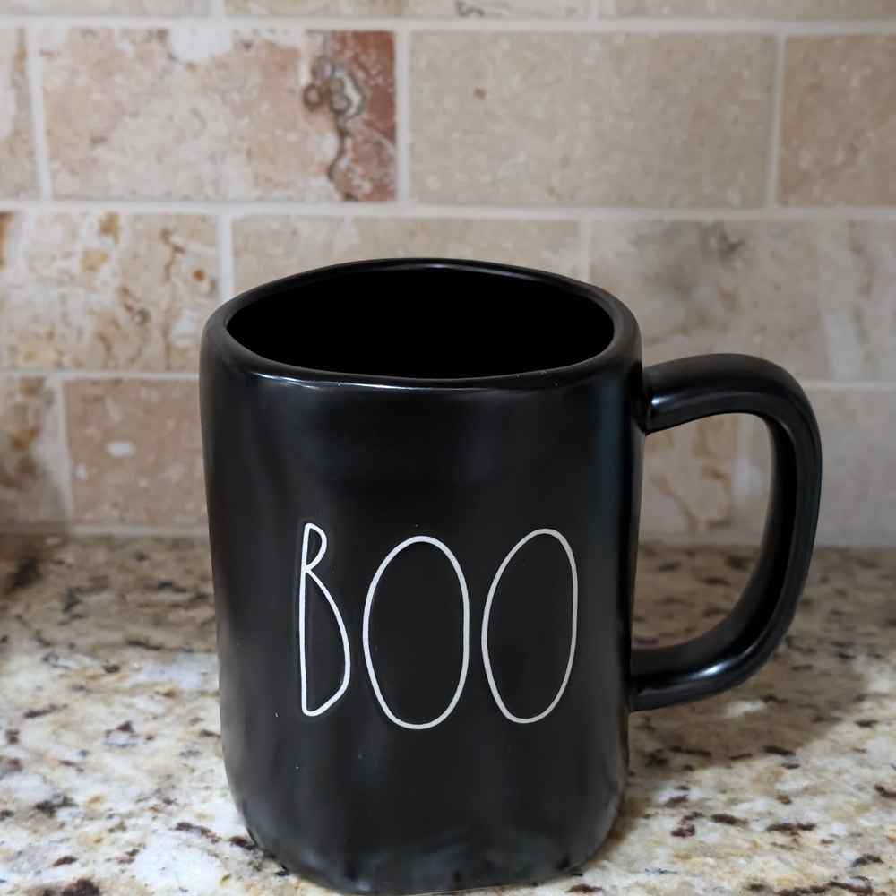 Rae Dunn Boo matte black mug Halloween